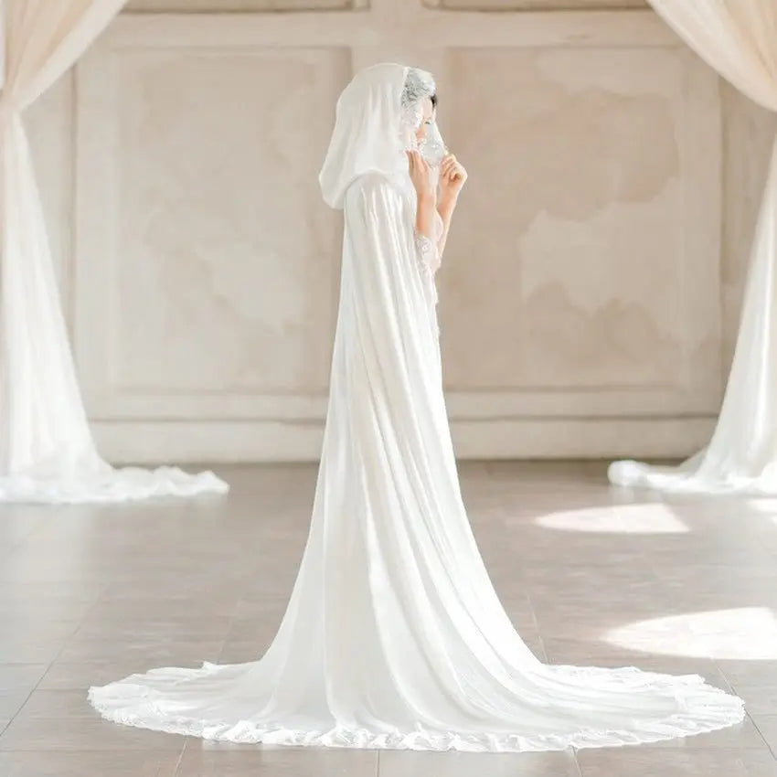 Lovely Satin Cape Cloak Bridal Shawl