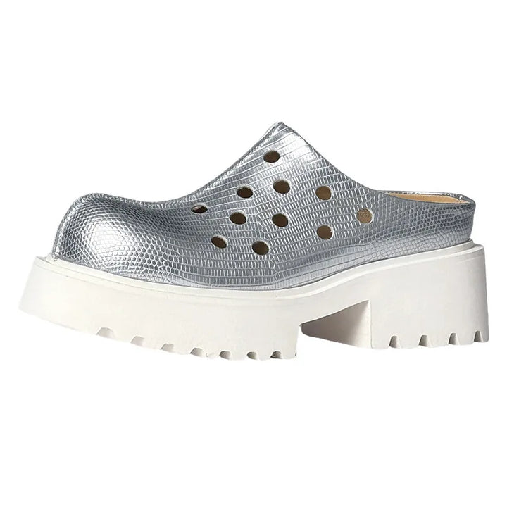 Thick Soled Casual Silver Sandals