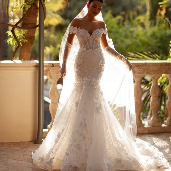 Captivating 3D Floral Beaded Bridal Gown