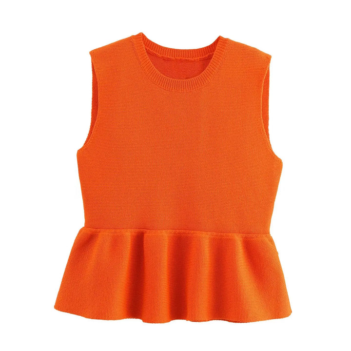 Stylish Cropped Ruffle Knit Sweater