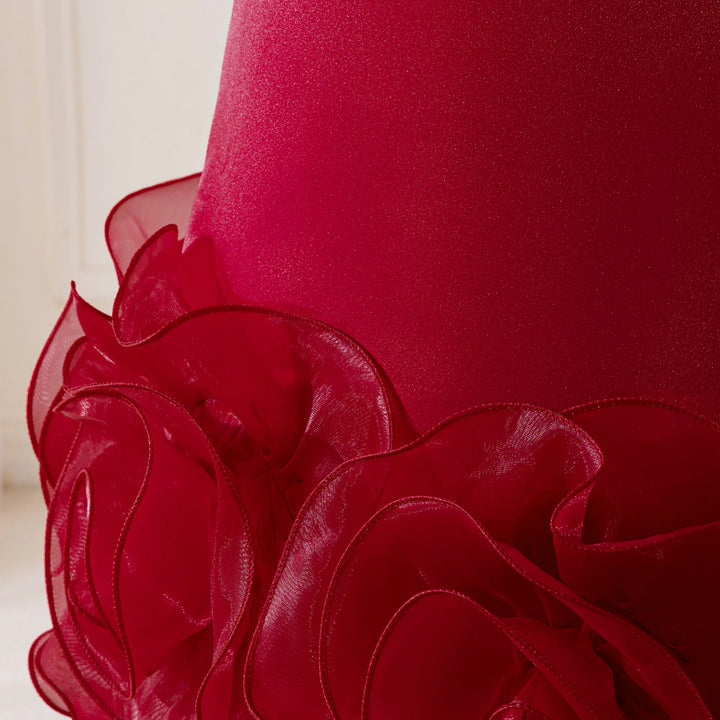 Alluring Big Flower Little Bridesmaids Gown