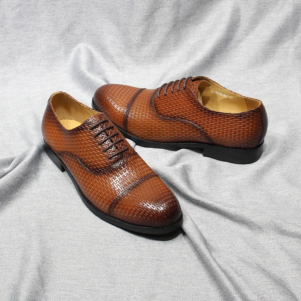 Cap Toe Men's Leather Oxford Shoes