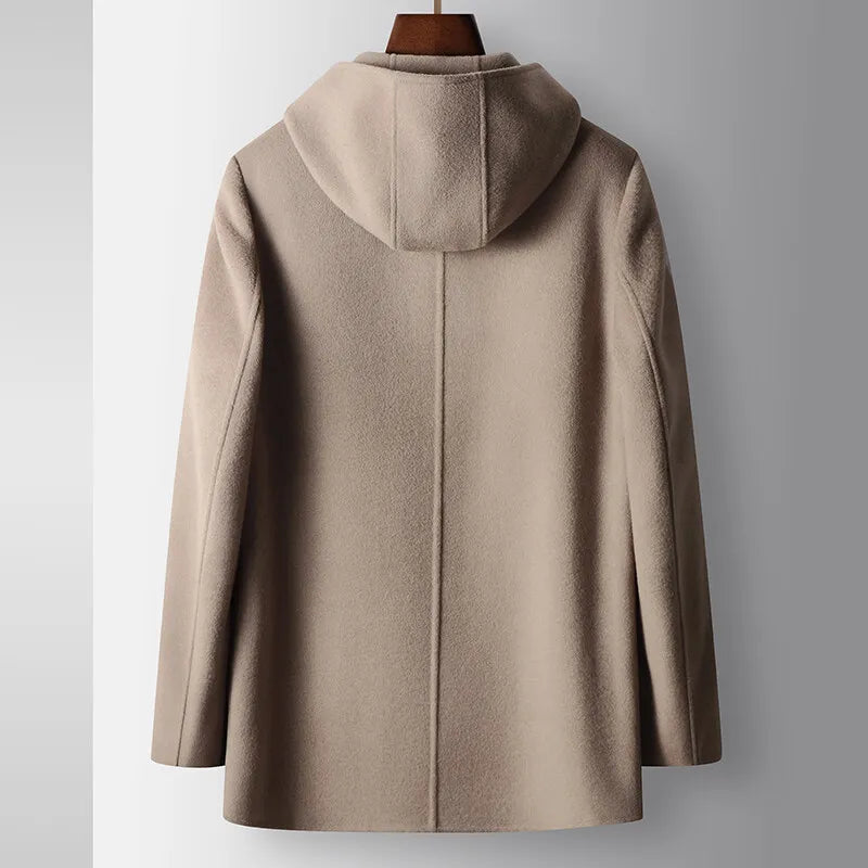 Luxury Woolen Hooded Overcoat