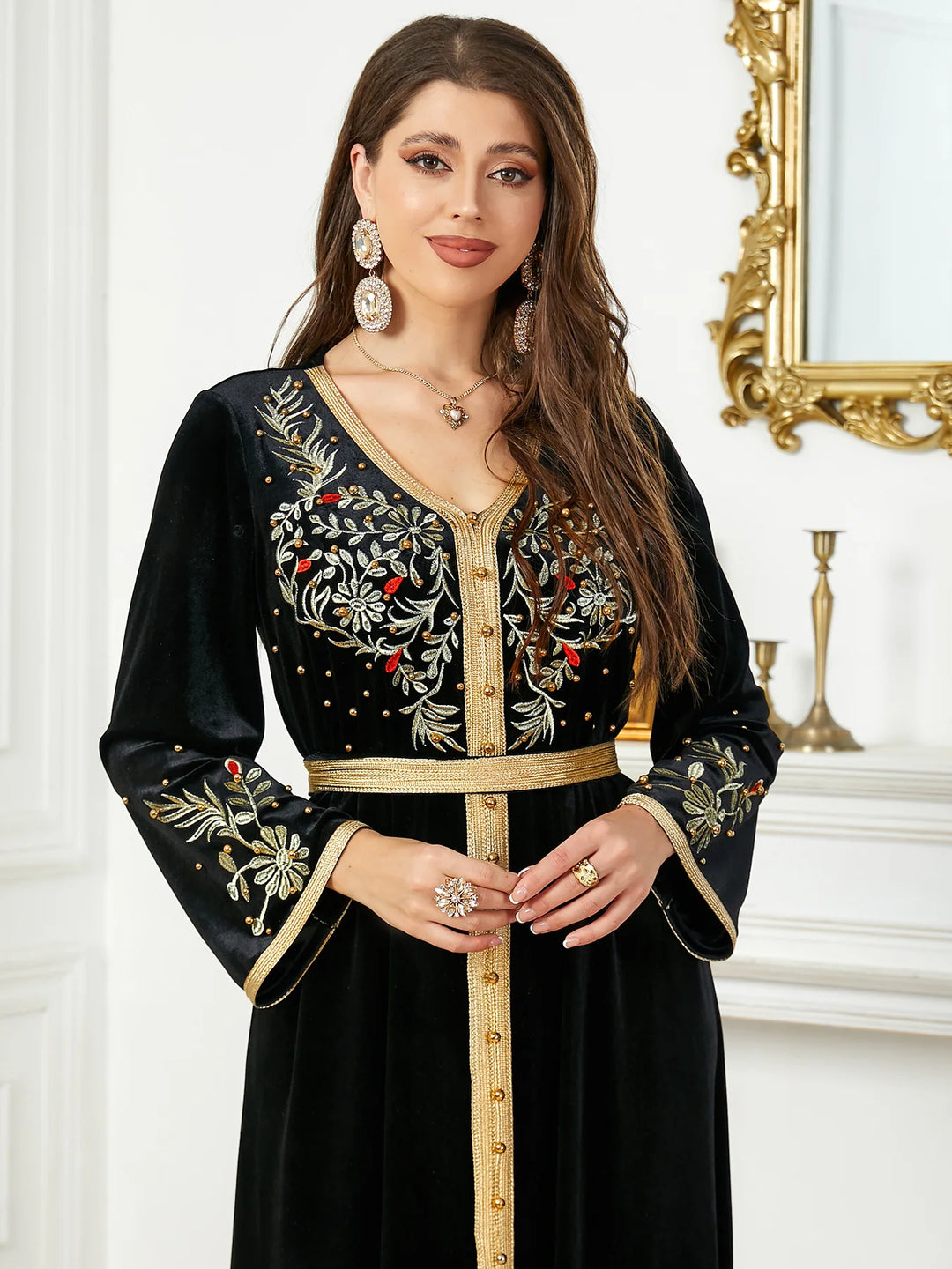 Velvet Embroidery Morocco Abaya