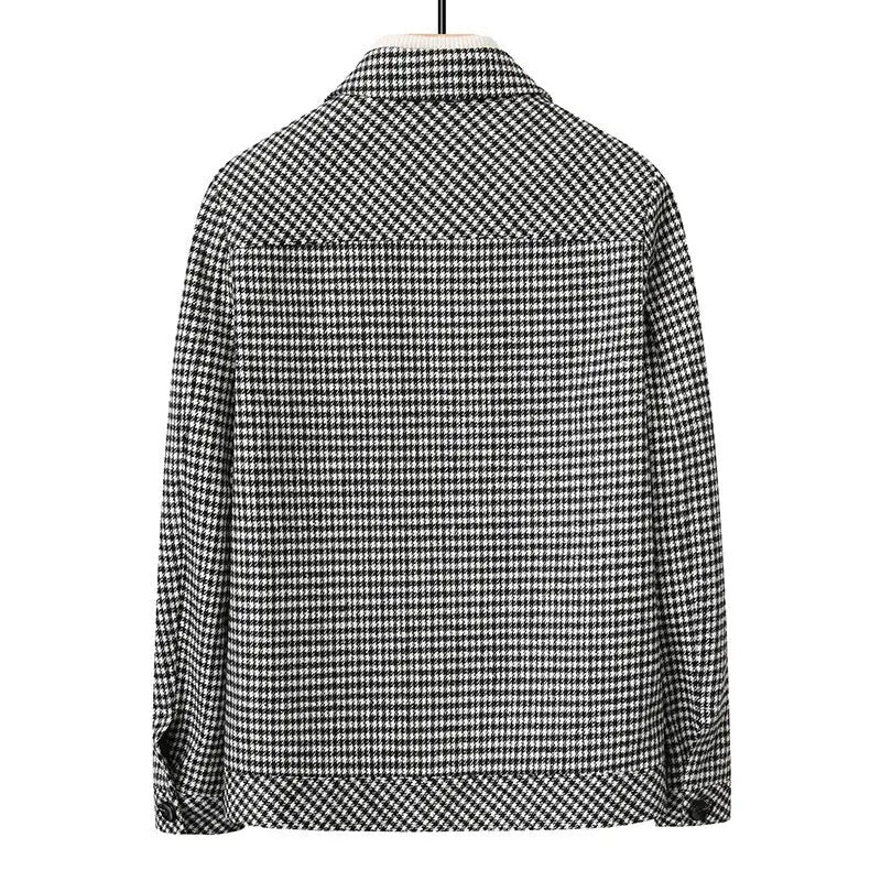 Classic Houndstooth Casual Short Coat