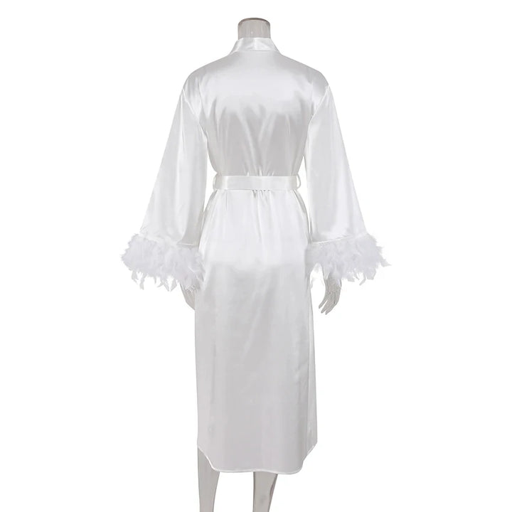 Flare Sleeves Bridal Feather Robes