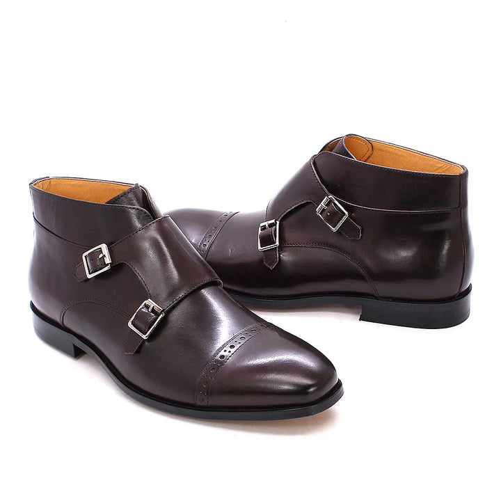 Premium Double Monk Straps Leather Boots