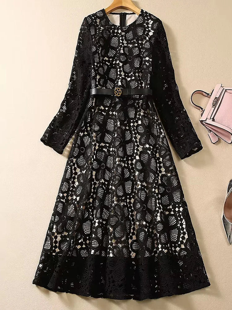 Glam Black Midi Dress