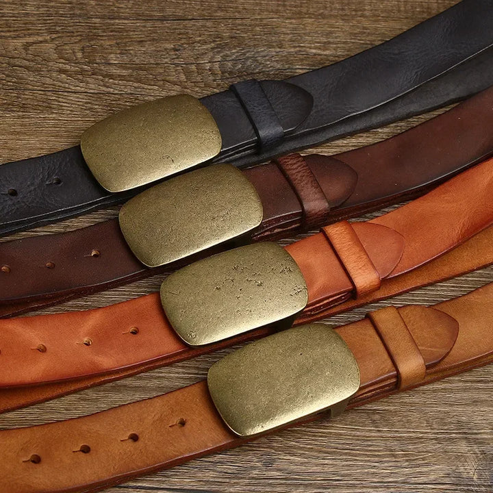 High Quality Fancy Brass Buckle Leather Belt