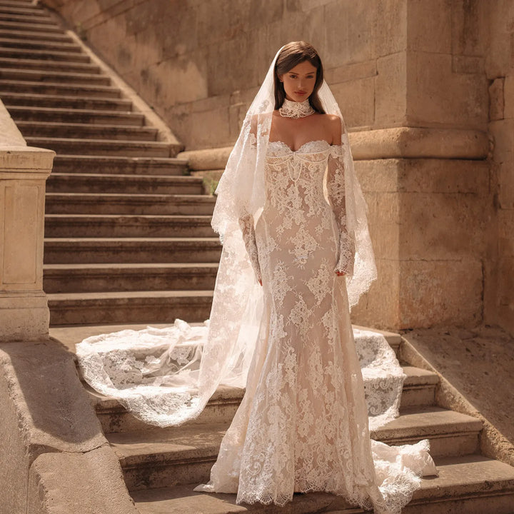 Lovely Choker Veil Pearl Bridal Couture