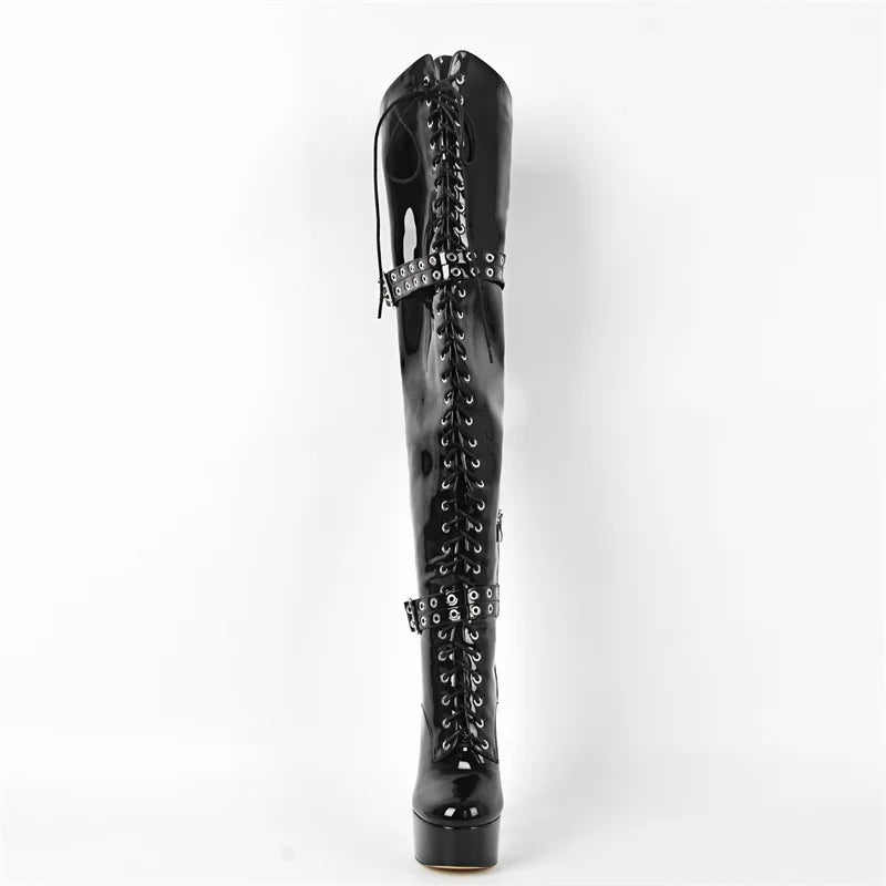 Regal Buckle Side Zipper Knee High Boots