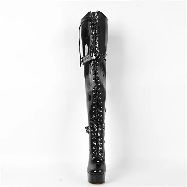 Regal Buckle Side Zipper Knee High Boots