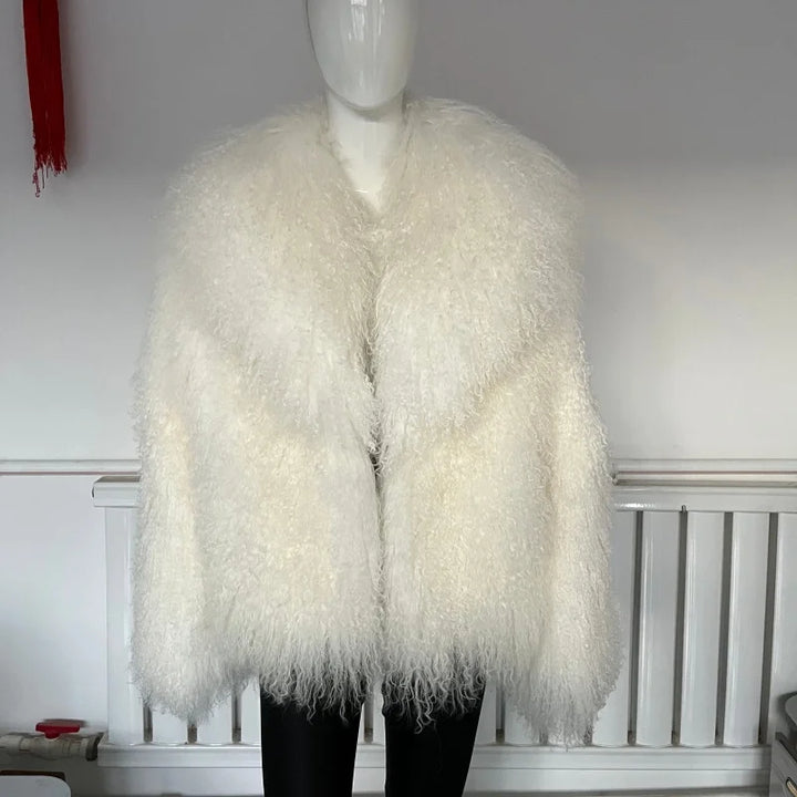 Stylish Mongolia Sheep Fur Warm Coat