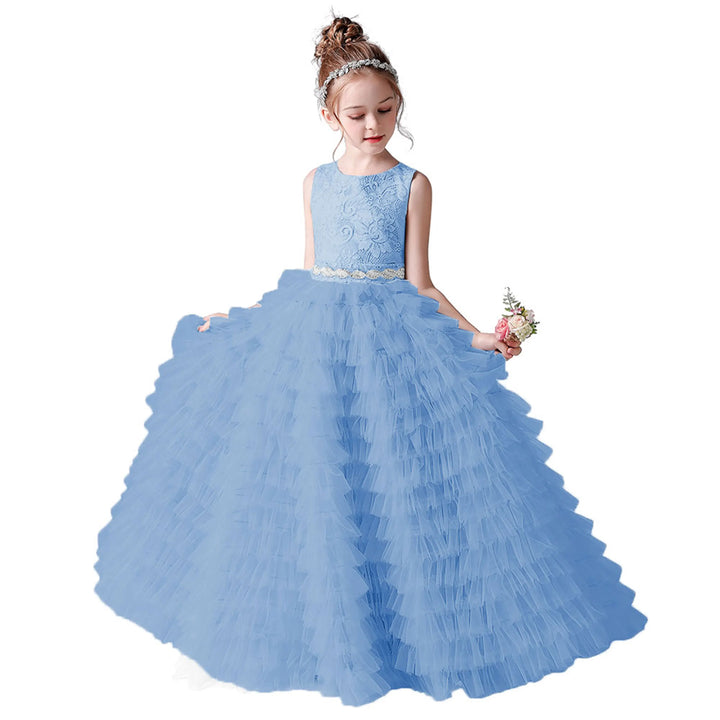 Slick Tiered Tulle Flower Party Dress