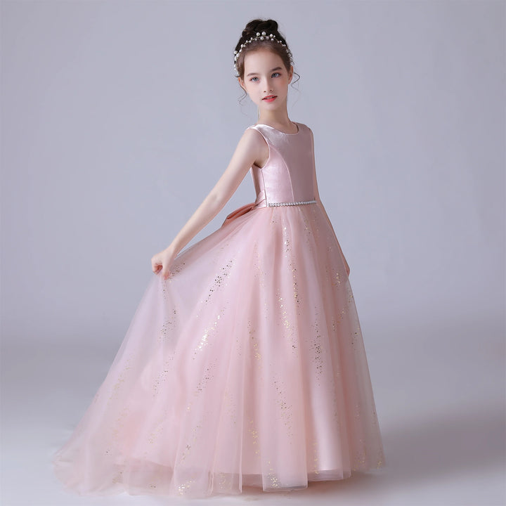 Shiny Tulle Bow Flower Dress