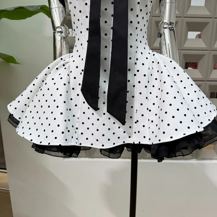 Stunning Polka Dot A-Line Mini Dress