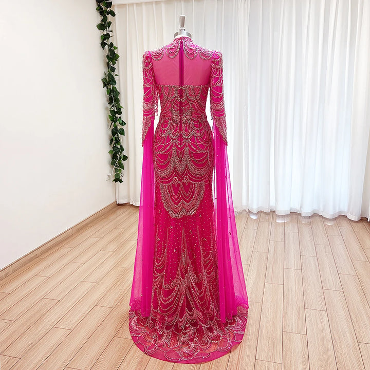 Cape Sleeves Arabic Evening Dress