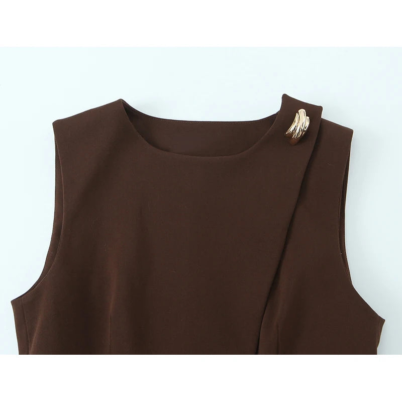 Sweet O-Neck Wrap Belted Vest