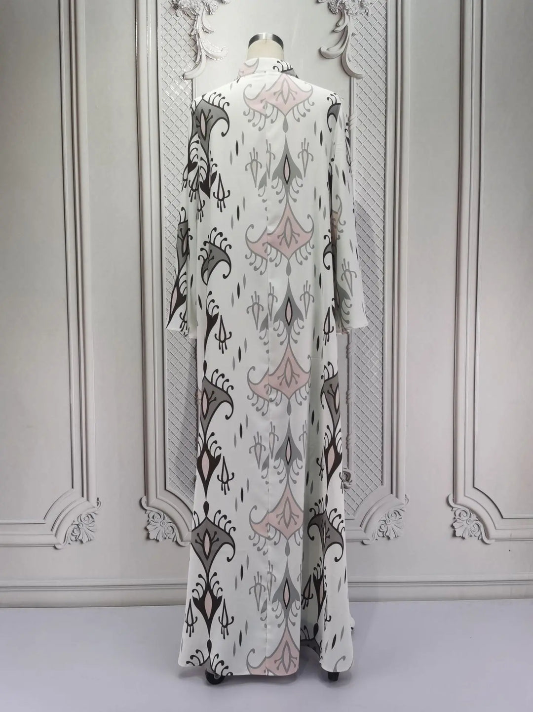 Elegant Printed Tassel Abaya Dress