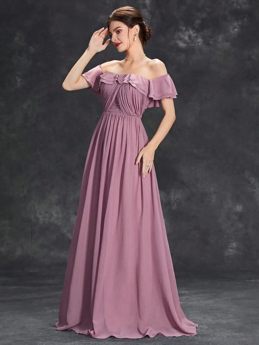 Glamorous Flounce Collar Evening Gown