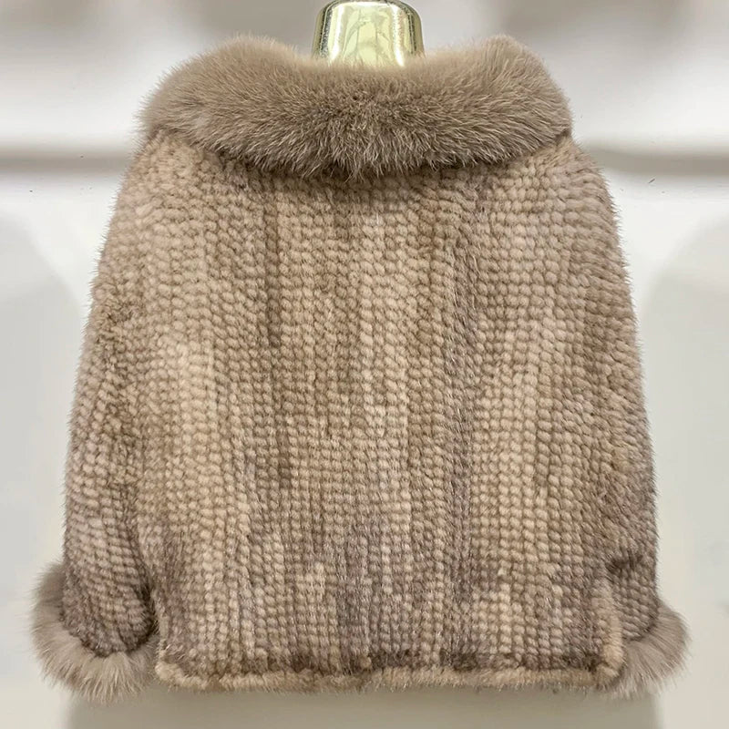 Real Poncho Fur Knitted Shawl