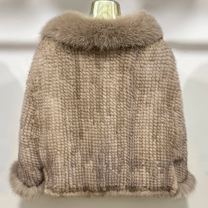 Real Poncho Fur Knitted Shawl