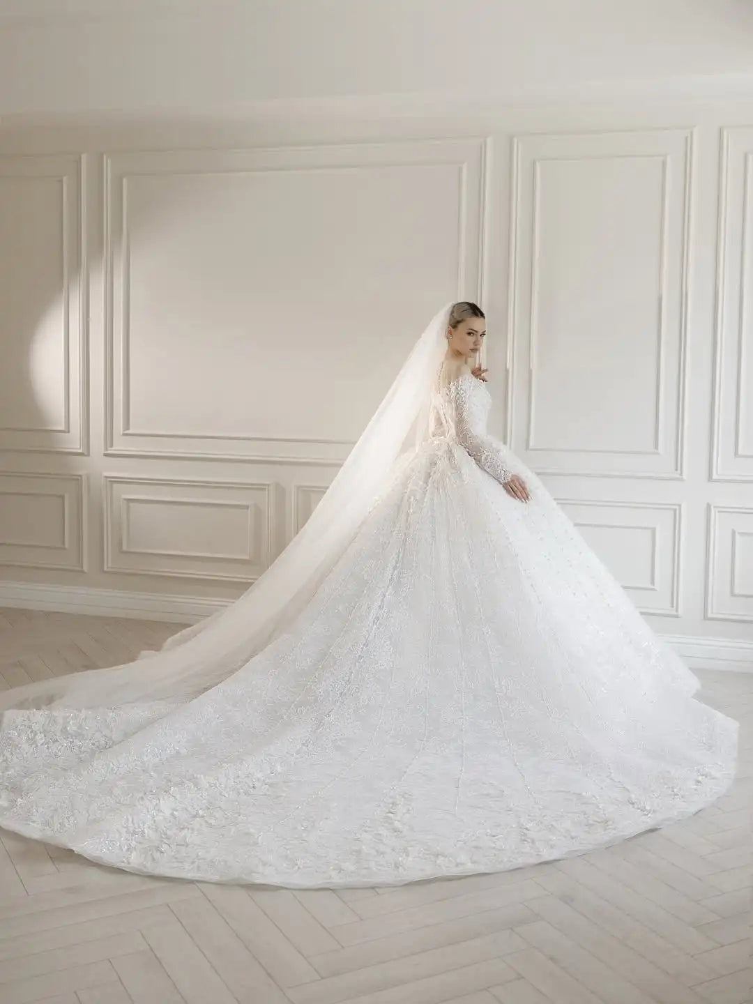 Alluring Beaded O-Neck Bridal Dress