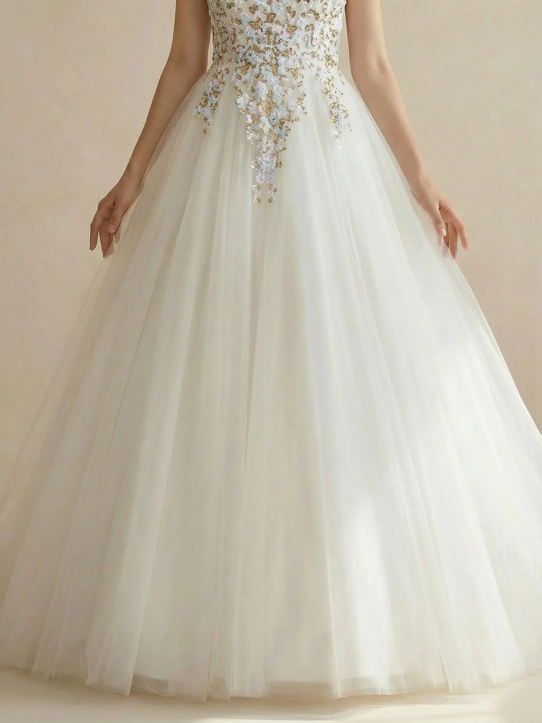 Regal Sequins Embroidered Wedding Dress