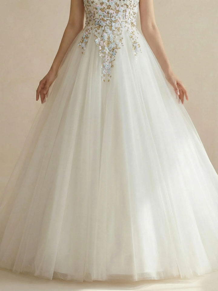 Regal Sequins Embroidered Wedding Dress
