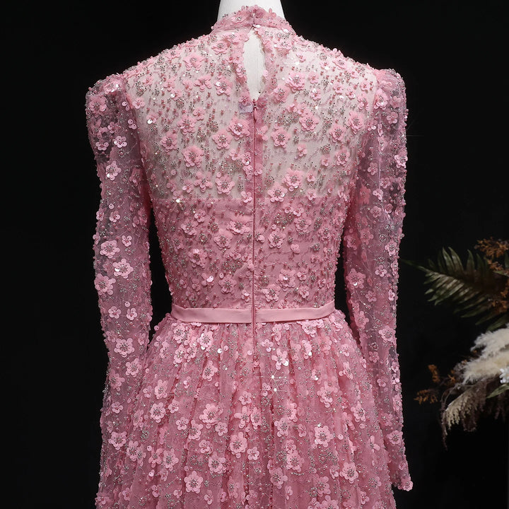 Charming 3D Floral High Neck Formal Gown