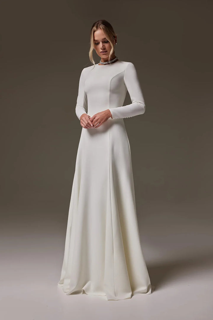 Modest Floor-Length Bridal Dress