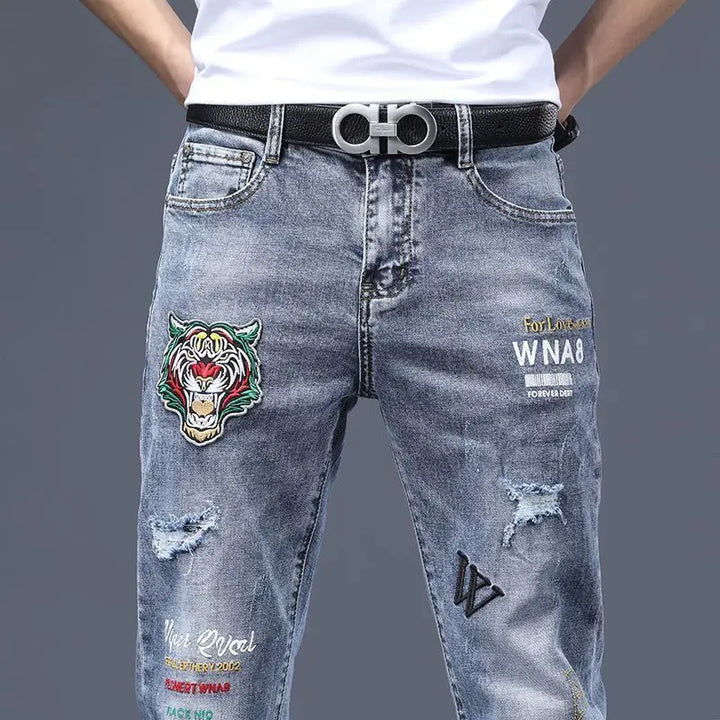 Luxury Distressed Hole Skinny Denim Pants