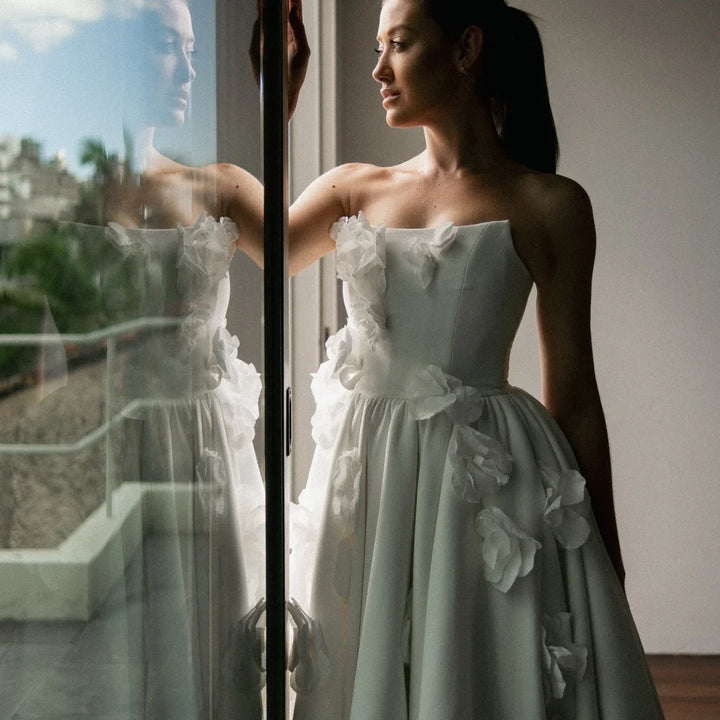 Delightful 3D Floral Wedding Gown