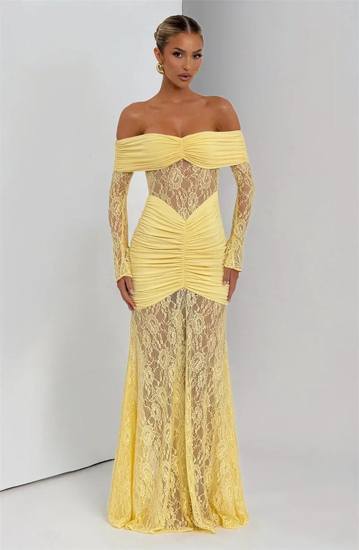 Beauteous See Through Strapless Maxi Dress
