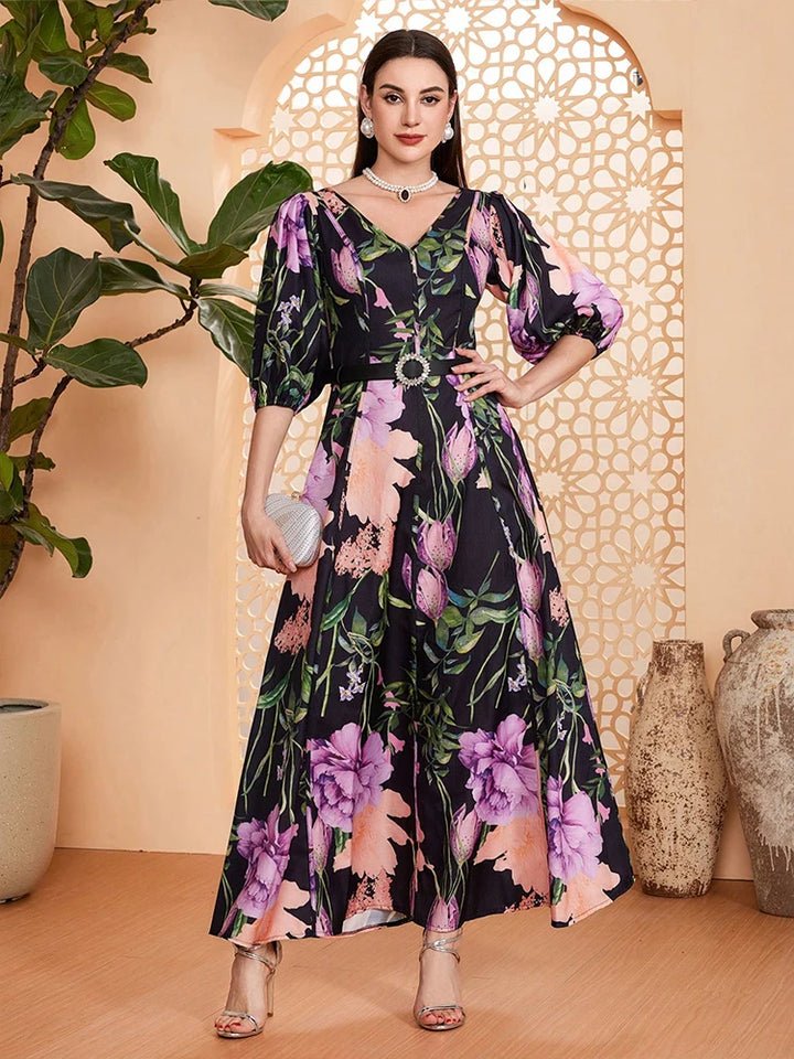 Graceful Boho Printed Long Evening Dress
