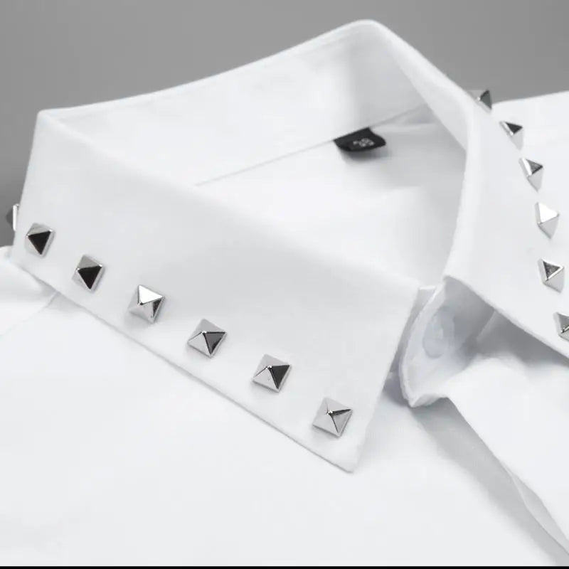 Metal Diamond Rivets Men's Shirts