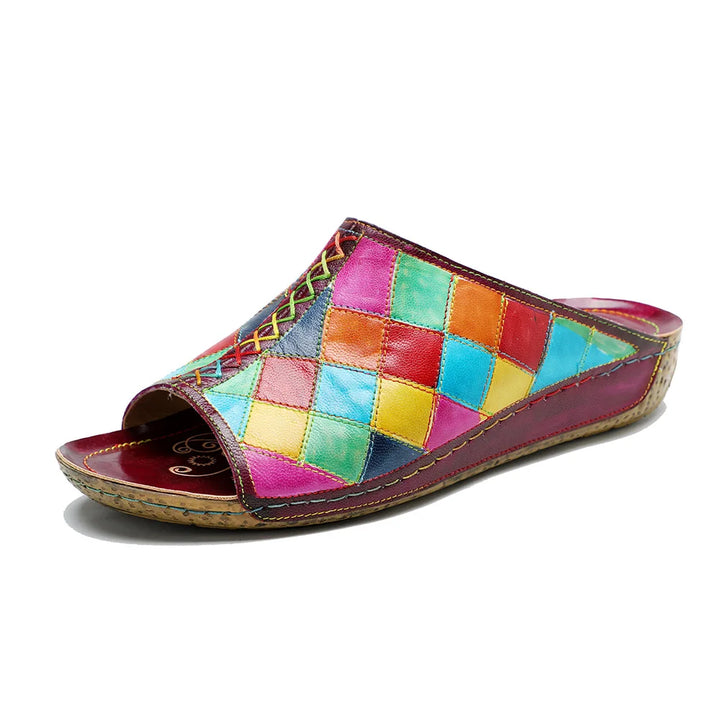 Stunning Contrasting Plaid Flat Slippers