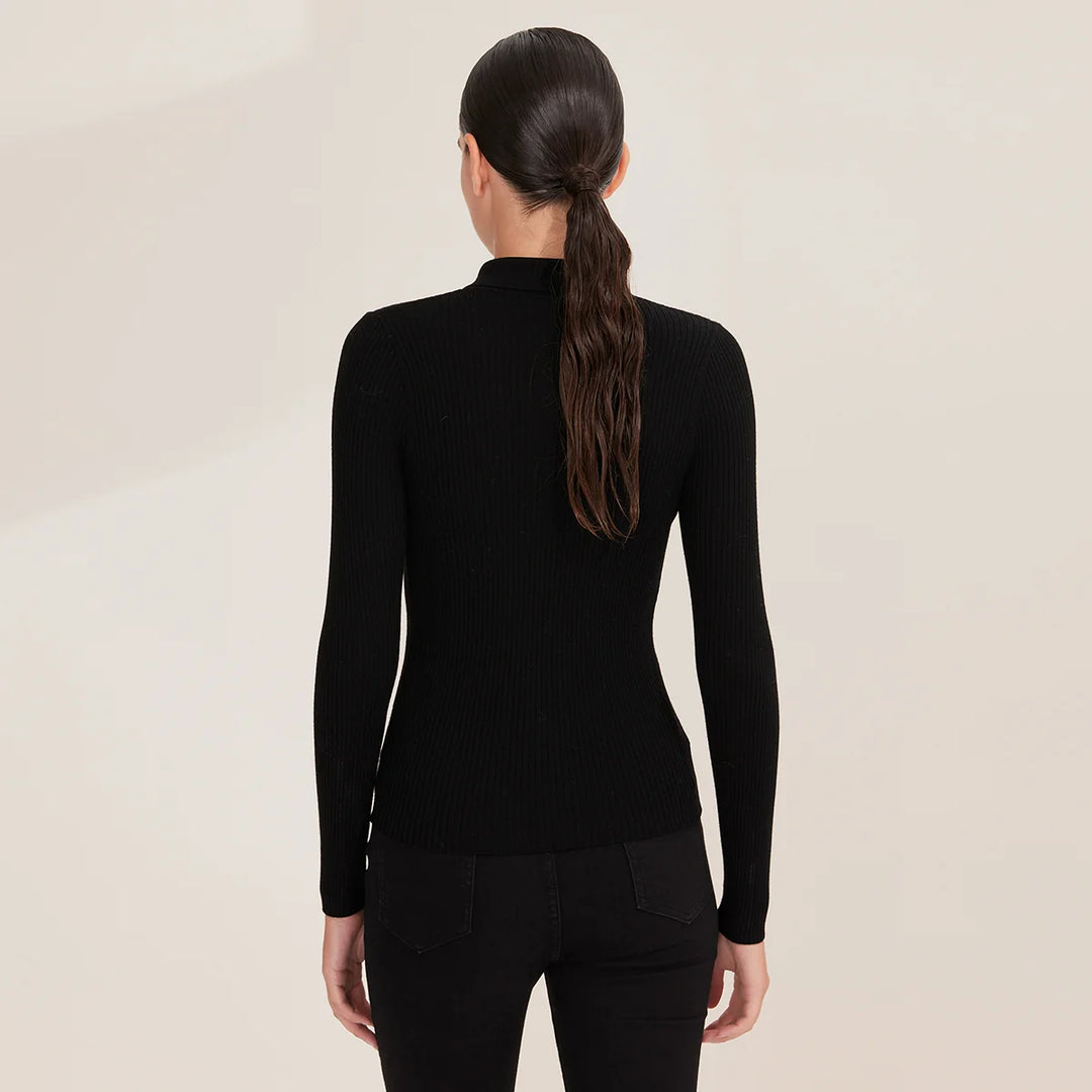 Luxurious Ribbed Knit Polo Sweater