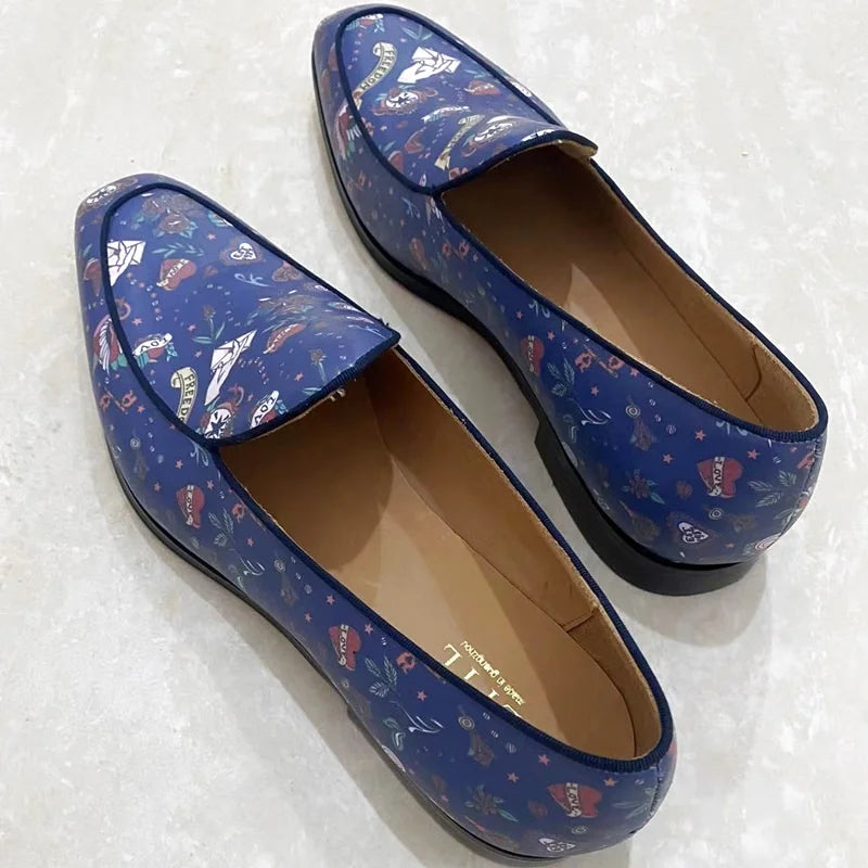 Stylish Printed Fabric Loafers Shoes