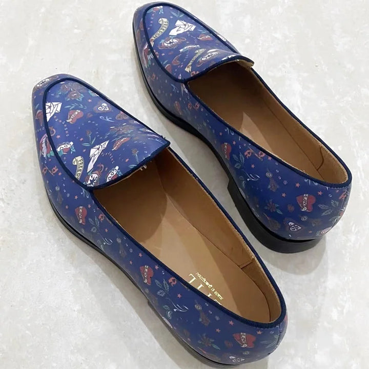 Stylish Printed Fabric Loafers Shoes