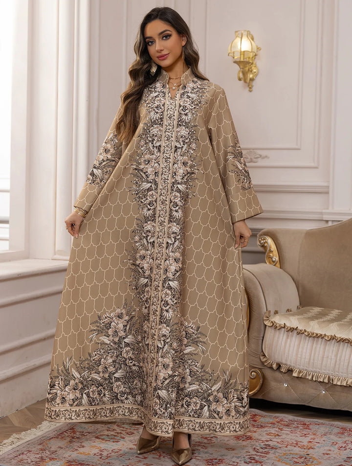 High-Class Bedazzled Long Kaftan Dress