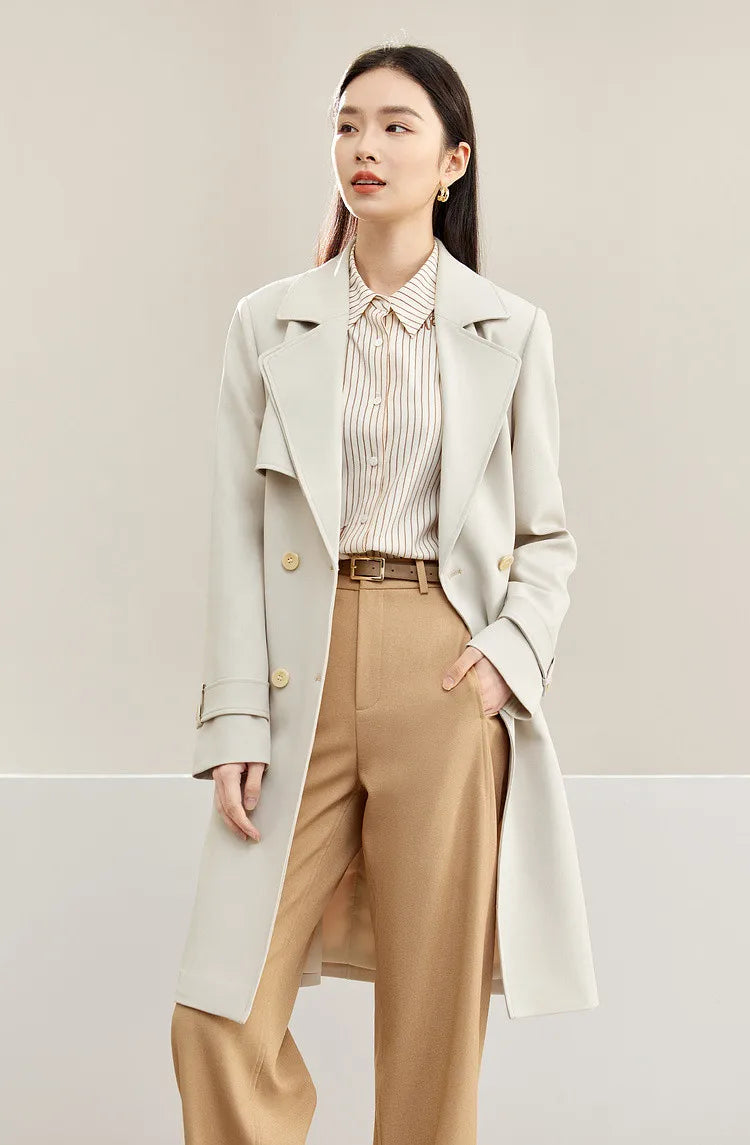 Double-lapel Belted Trench Coat