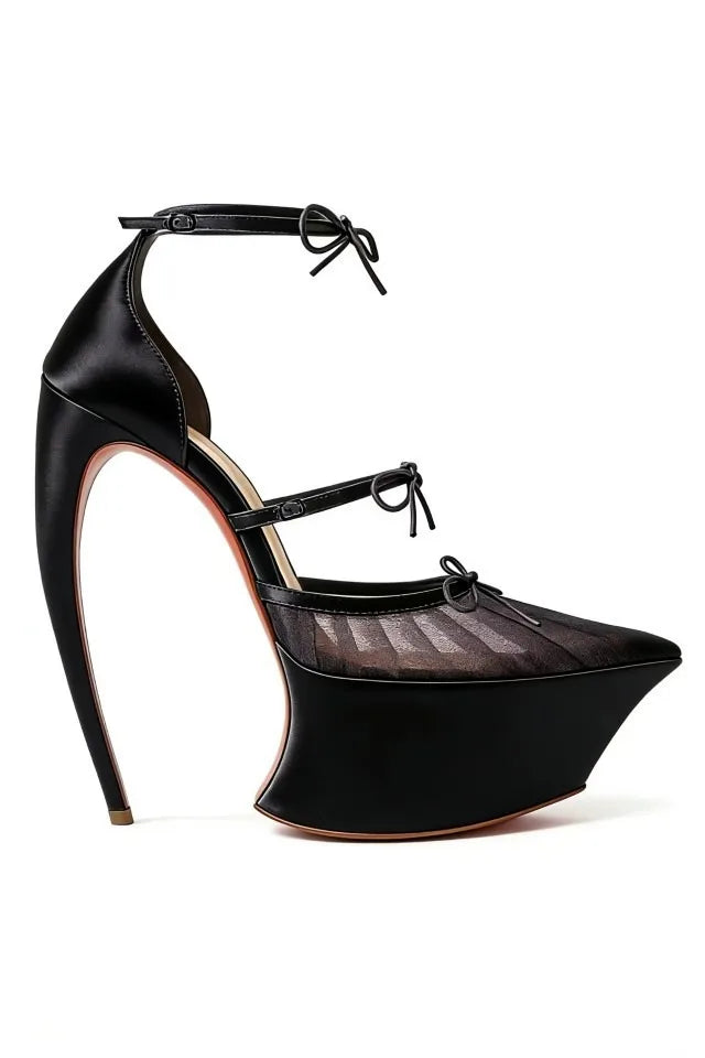 Lovely Satin Ribbon Platform Stiletto Sandals