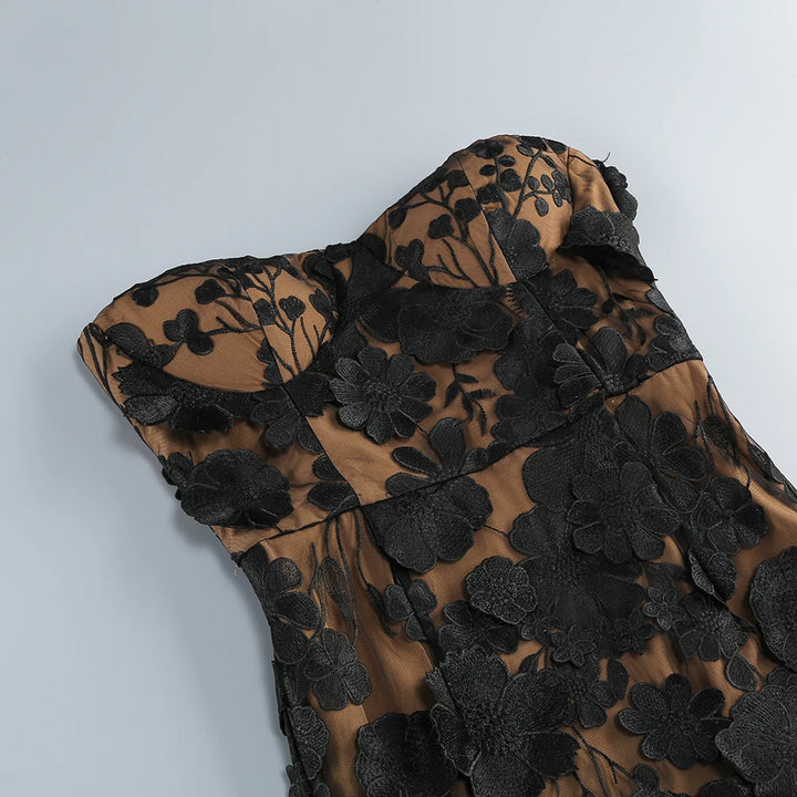 Glamorous Nights Mesh Flower Maxi Dress