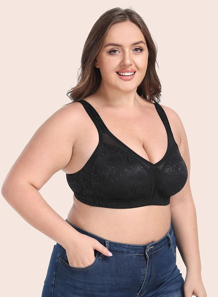 Elegant Net Embroidered Plus Size Bra
