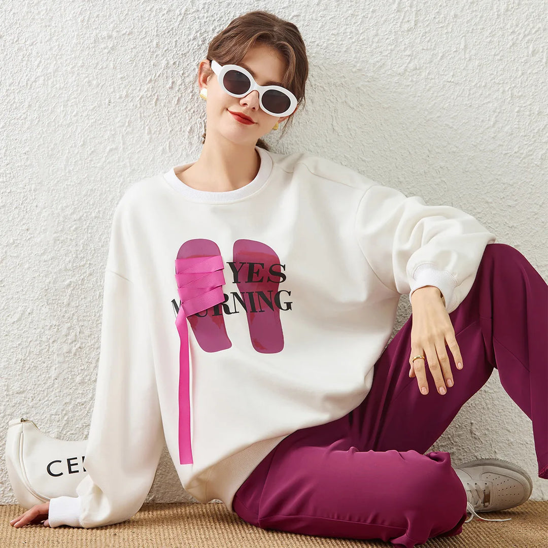 Letter Webbing Casual Pullover Tops