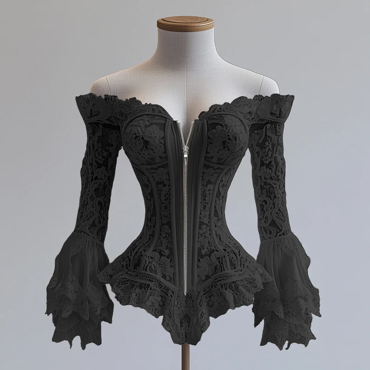 Elegant Neat Off-Shoulder Lace Blouse