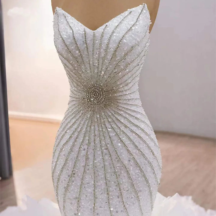Romantic Crystal Beadings Wedding Dress