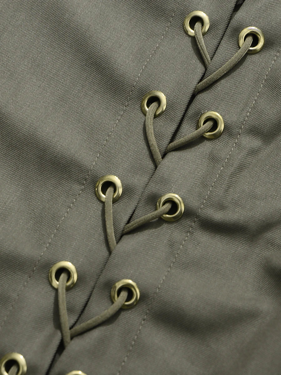 Spliced Lace-Up Women's Two-Piece Suit