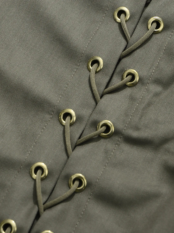 Spliced Lace-Up Women's Two-Piece Suit